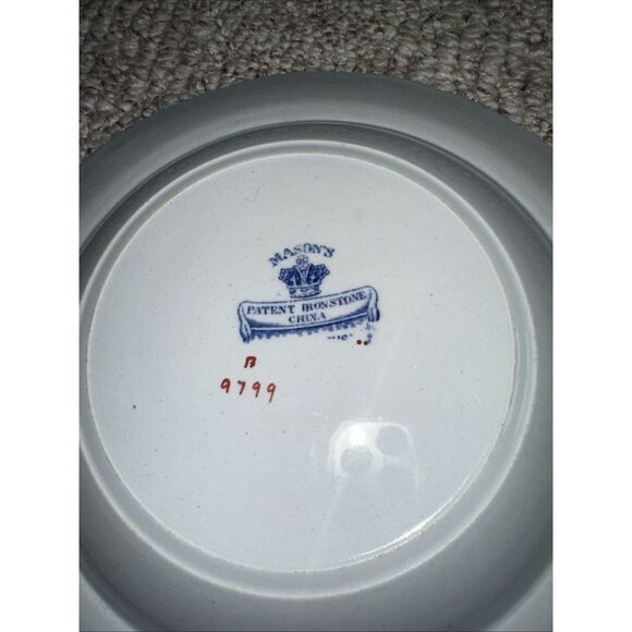 Vintage 1920 Mason's (England) "Bird & Floral Design China 10" Plate Bowl - Picture 4 of 4